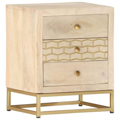 Nachttisch Golden 40x30x50 cm Massivholz Mango - Image 9