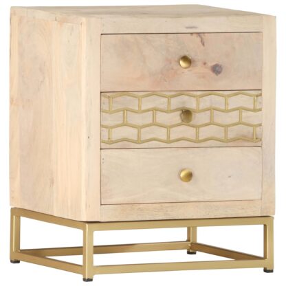 Nachttisch Golden 40x30x50 cm Massivholz Mango - Image 10