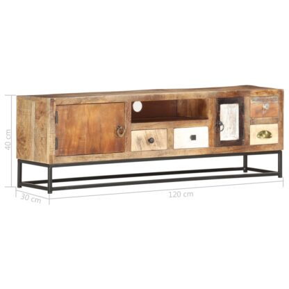 TV-Schrank 120x30x40 cm Altholz Massiv - Image 8