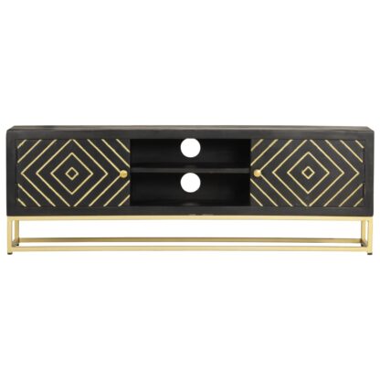 TV-Schrank Schwarz Golden 120 x 30 x 40 cm Massivholz Mango - Image 3