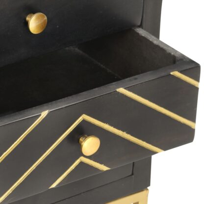 Nachttisch Schwarz und Golden 40 x 30 x 50 cm Mango Massivholz - Image 5