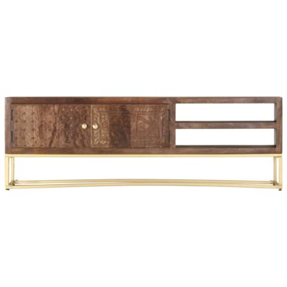 TV-Schrank 138x30x46 cm Massivholz Mango - Image 3
