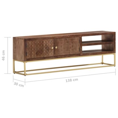 TV-Schrank 138x30x46 cm Massivholz Mango - Image 7