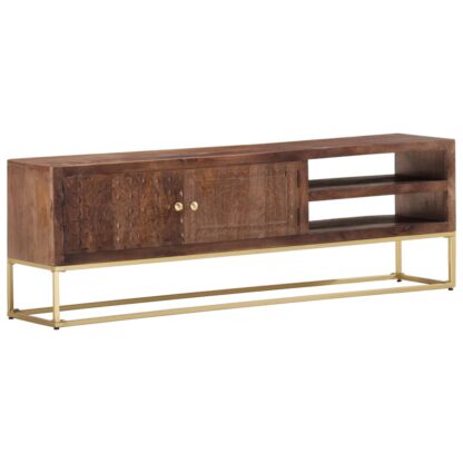 TV-Schrank 138x30x46 cm Massivholz Mango - Image 9