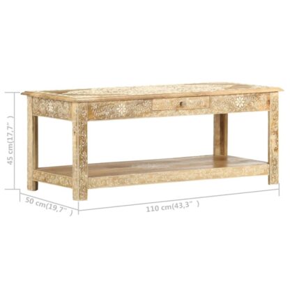 Couchtisch 110 x 50 x 45 cm Handgemalt Massivholz Mango - Image 5