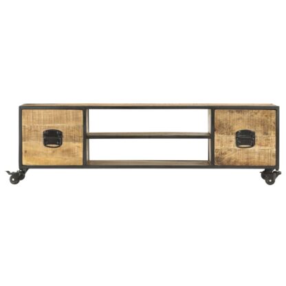 TV-Schrank 130 x 30 x 39 cm Massivholz Mango - Image 2