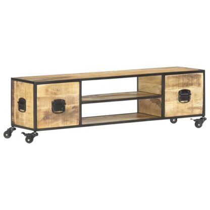 TV-Schrank 130 x 30 x 39 cm Massivholz Mango - Image 11