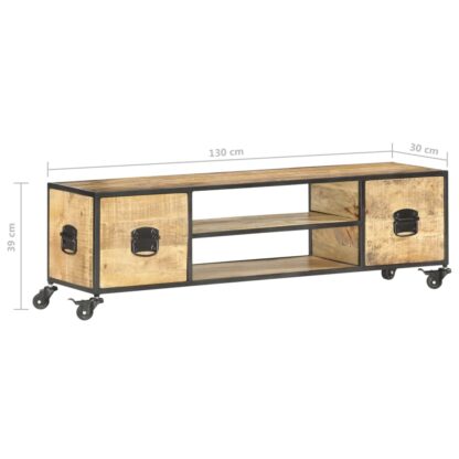 TV-Schrank 130 x 30 x 39 cm Massivholz Mango - Image 7