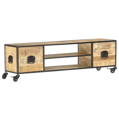 TV-Schrank 130 x 30 x 39 cm Massivholz Mango - Image 8