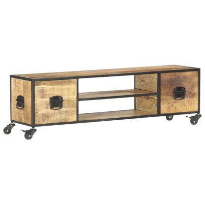 TV-Schrank 130 x 30 x 39 cm Massivholz Mango - Image 9
