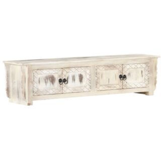 TV-Schrank Weiß 140 x 30 x 35 cm Massivholz Mango