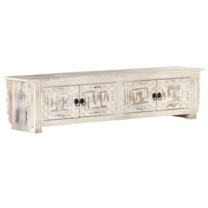 TV-Schrank Weiß 140 x 30 x 35 cm Massivholz Mango - Image 11