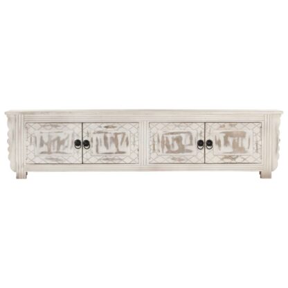 TV-Schrank Weiß 140 x 30 x 35 cm Massivholz Mango - Image 3