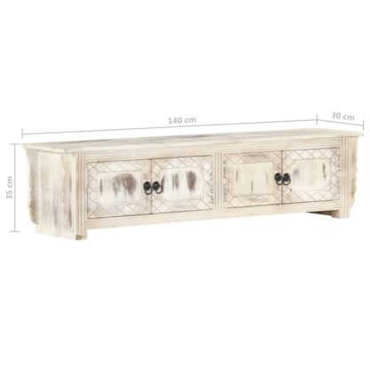 TV-Schrank Weiß 140 x 30 x 35 cm Massivholz Mango - Image 7