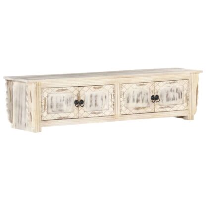 TV-Schrank Weiß 140 x 30 x 35 cm Massivholz Mango - Image 8