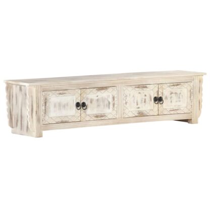 TV-Schrank Weiß 140 x 30 x 35 cm Massivholz Mango - Image 9