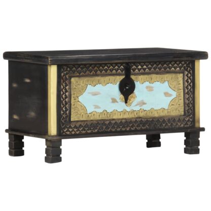 Aufbewahrungstruhe Schwarz 80x40x45 cm Mango Massivholz - Image 3