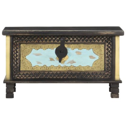 Aufbewahrungstruhe Schwarz 80x40x45 cm Mango Massivholz - Image 6