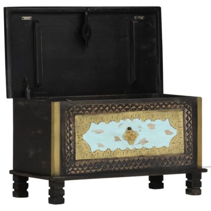 Aufbewahrungstruhe Schwarz 80x40x45 cm Mango Massivholz - Image 7