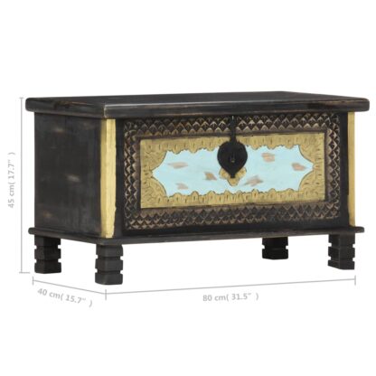 Aufbewahrungstruhe Schwarz 80x40x45 cm Mango Massivholz - Image 8