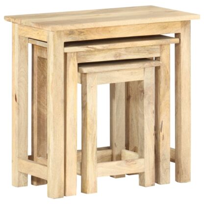 Satztische 3 Stk. Massivholz Mango - Image 3
