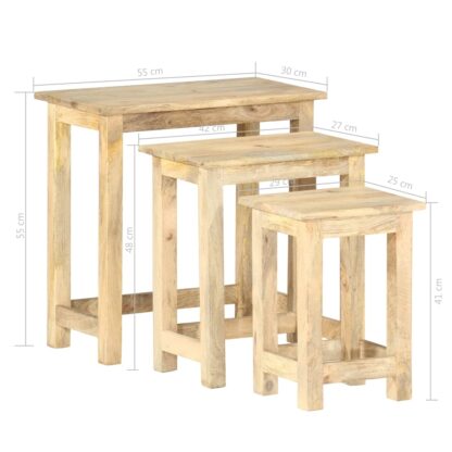 Satztische 3 Stk. Massivholz Mango - Image 9
