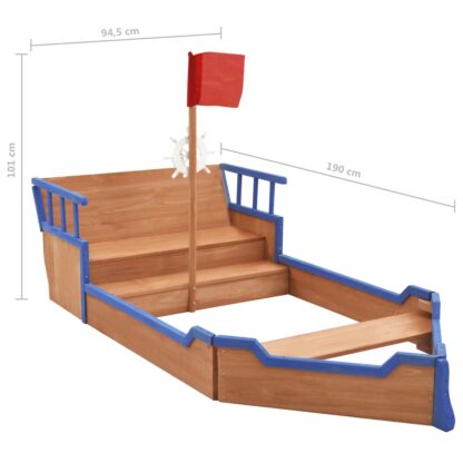 Sandkasten Piratenschiff Tannenholz 190x94,5x101 cm - Image 9