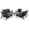 5-tlg. Garten-Lounge-Set mit Auflagen Aluminium Dunkelgrau