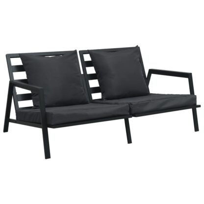 5-tlg. Garten-Lounge-Set mit Auflagen Aluminium Dunkelgrau - Image 2