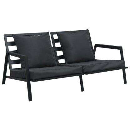4-tlg. Garten-Lounge-Set mit Auflagen Aluminium Dunkelgrau - Image 2