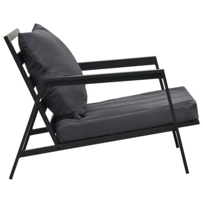 4-tlg. Garten-Lounge-Set mit Auflagen Aluminium Dunkelgrau - Image 8