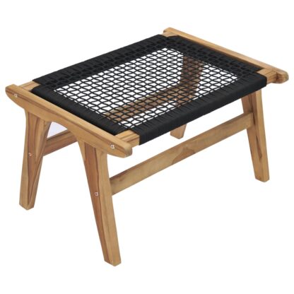 Sonnenliege mit Fußablage Massivholz Teak und Seil - Image 11