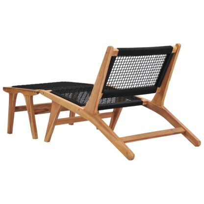Sonnenliege mit Fußablage Massivholz Teak und Seil - Image 3