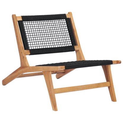 Sonnenliege mit Fußablage Massivholz Teak und Seil - Image 4