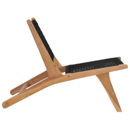 Sonnenliege mit Fußablage Massivholz Teak und Seil - Image 5