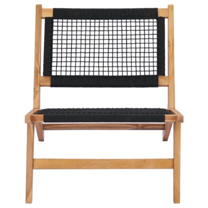 Sonnenliege mit Fußablage Massivholz Teak und Seil - Image 6
