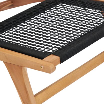 Sonnenliege mit Fußablage Massivholz Teak und Seil - Image 9