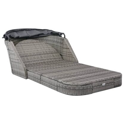 Sonnenliege mit Dach Poly Rattan Anthrazit - Image 2