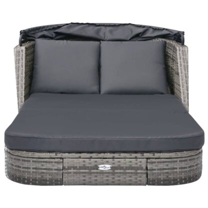 Sonnenliege mit Dach Poly Rattan Anthrazit - Image 4