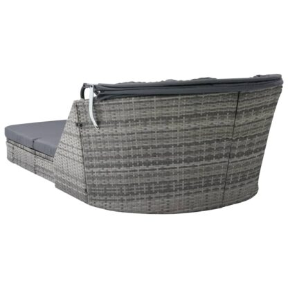 Sonnenliege mit Dach Poly Rattan Anthrazit - Image 5