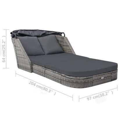 Sonnenliege mit Dach Poly Rattan Anthrazit - Image 6