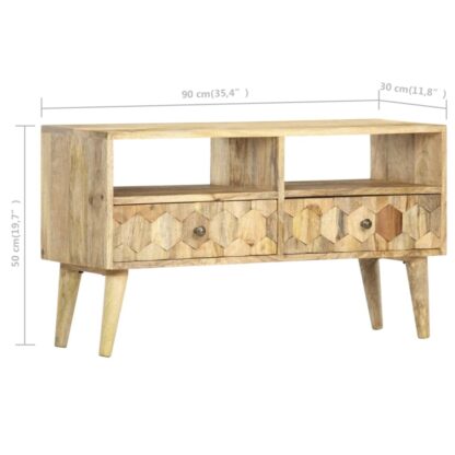 TV-Schrank 90 x 30 x 50 cm Massivholz Mango - Image 9