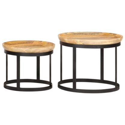 Runde Beistelltische 2 Stk. Mango Massivholz und Stahl - Image 11