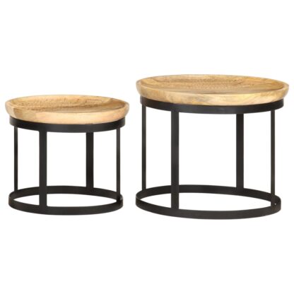 Runde Beistelltische 2 Stk. Mango Massivholz und Stahl - Image 3