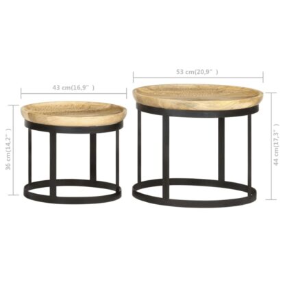 Runde Beistelltische 2 Stk. Mango Massivholz und Stahl - Image 9
