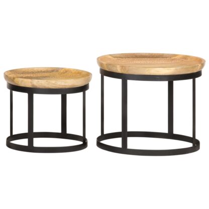 Runde Beistelltische 2 Stk. Mango Massivholz und Stahl - Image 10