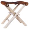 Klapphocker Echtleder und Massivholz Teak