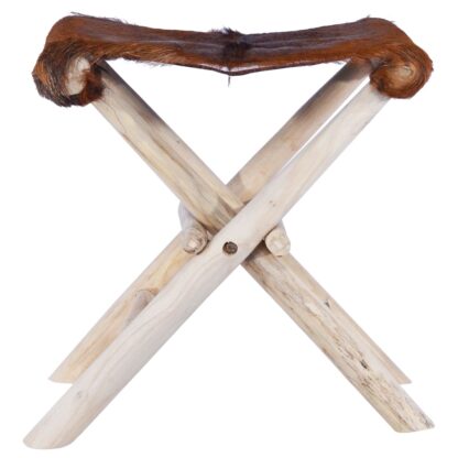 Klapphocker Echtleder und Massivholz Teak - Image 2