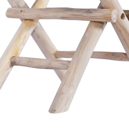 Klapphocker Echtleder und Massivholz Teak - Image 3