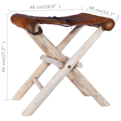 Klapphocker Echtleder und Massivholz Teak - Image 4